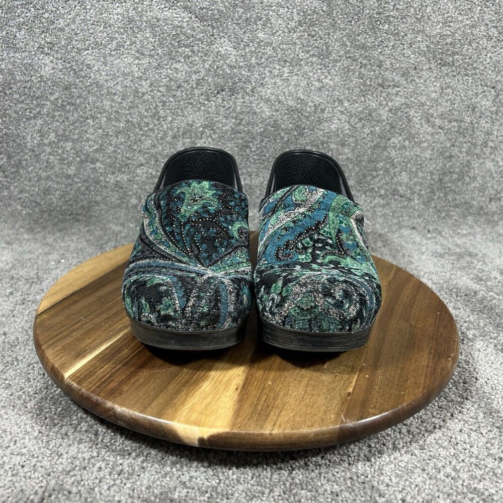 Dansko Vegan Women’s Size EU 39 US 8.5 Green Paisley Tapestry Slip On Clog Shoes - Picture 3 of 12